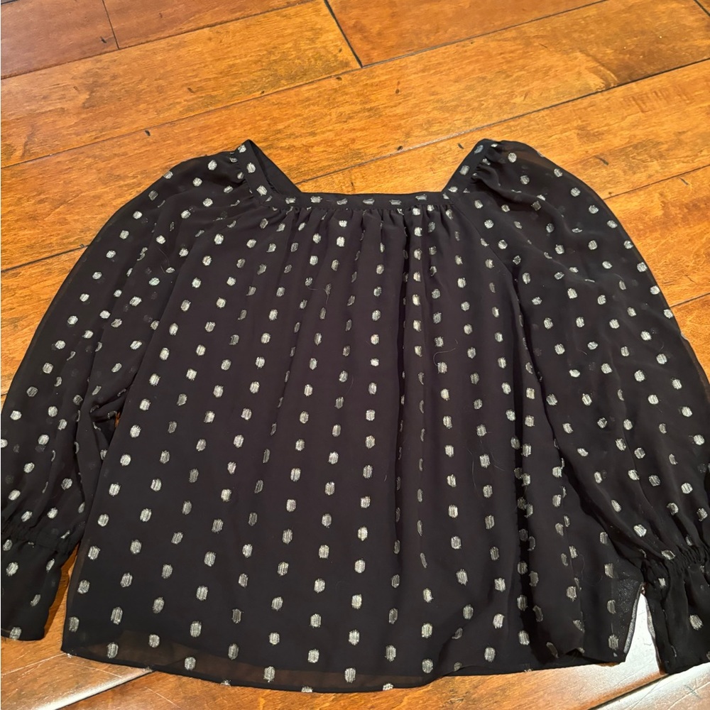 Talbots black dot blouse